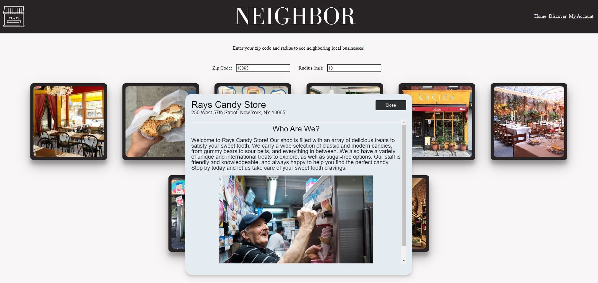 Neighbor - Business History Modal